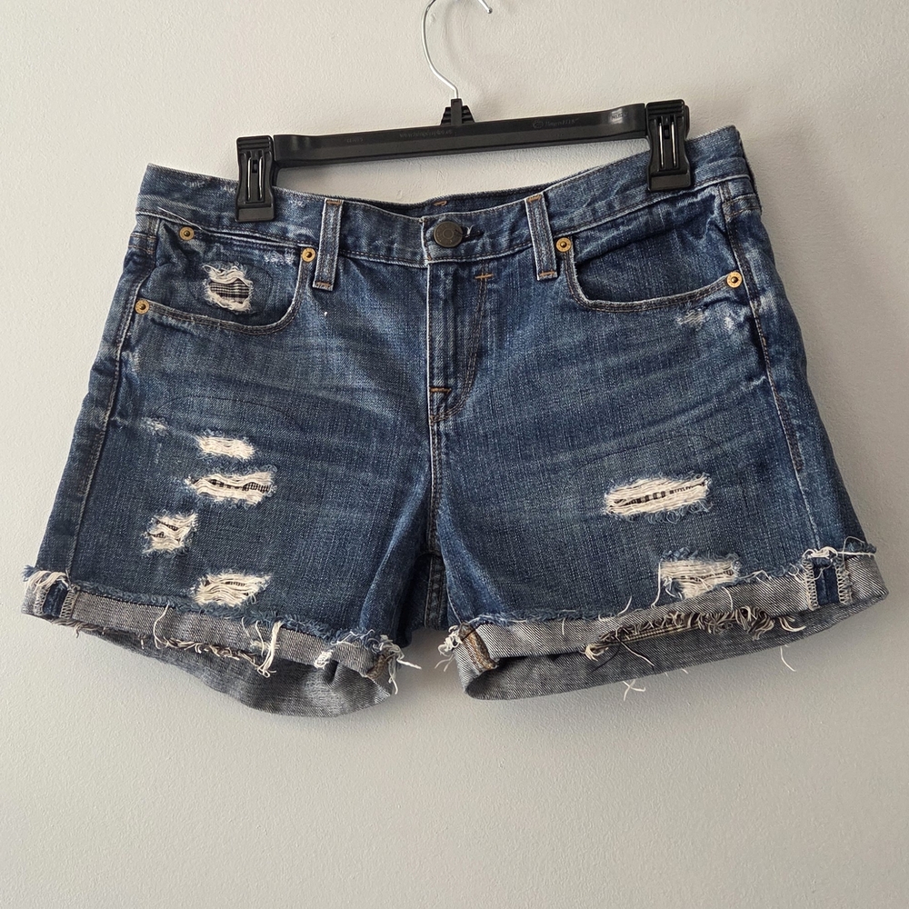 J. Crew Blue Distressed Jean Size 27 Shorts